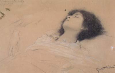 Gustav Klimt Upper Part of a Recumbent Girl,from the Right,and Two Studies of Hands (mk20) France oil painting art